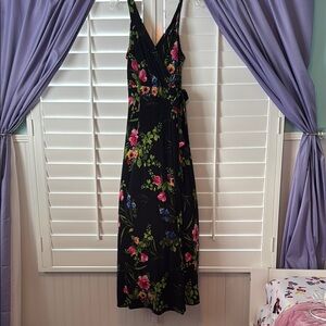 Le Lis Purple and Black Sleeveless Maxi Dress